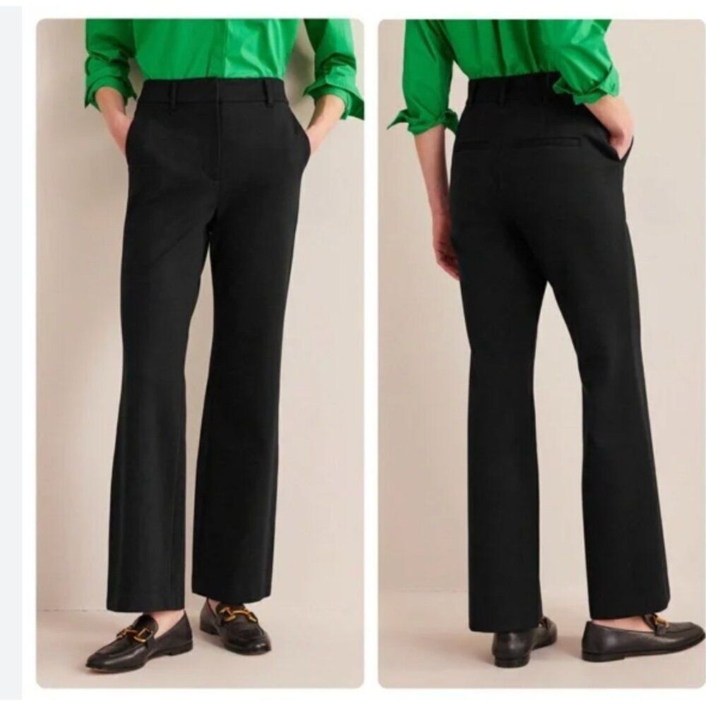 Boden Womans Hampshire Trousers Pants UK 12R US 8 Black Flared R0297 NWT